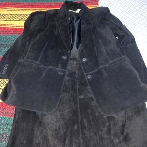 Black suede jacket and skirt suit